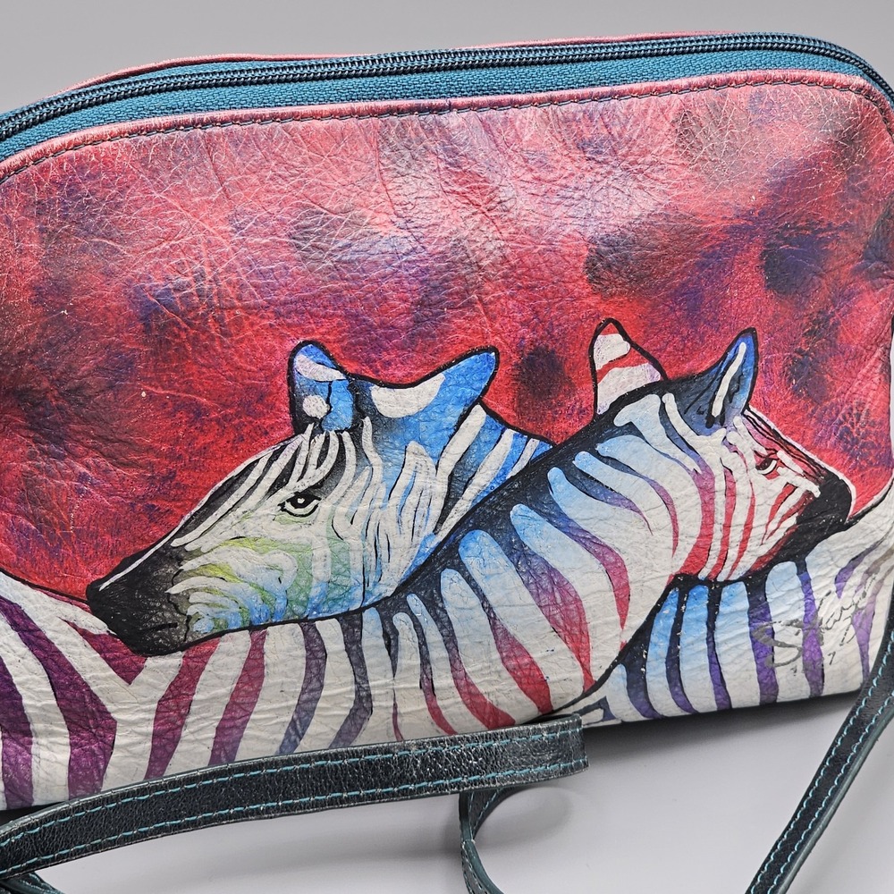 Artistic Expressions by Sharif 1827 Hand-Painted Zebra Bag Limited Edition RARE - Picture 3 of 11